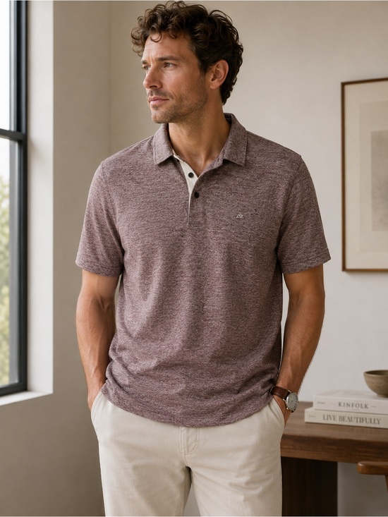 rag & bone Other - rag & bone Heathered Mauve Polo Shirt with Subtle Logo